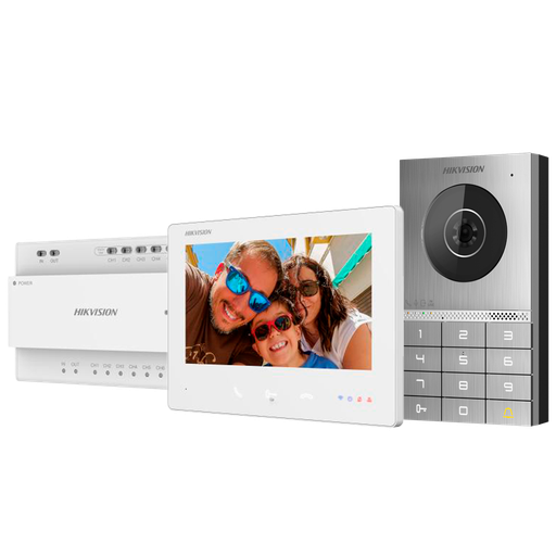 [DS-KIS706EY] Kit de videoportero con dos relés - Tecnología 2 hilos HD con WiFi - Placa y monitor | Permite 8 monitores más - ... DS-KIS706EY
