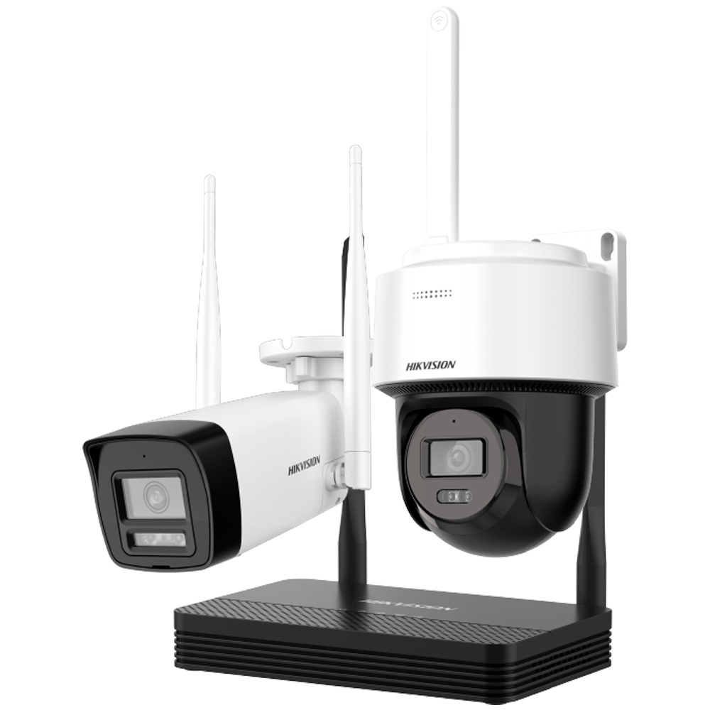 Kit de Videovigilancia Hikvision Wifi - Cámara bullet 4 Mpx + cámara PT 4 Mpx - NVR 4 canales IP 6 Mpx - ... DS-J142I/NKS424W03H