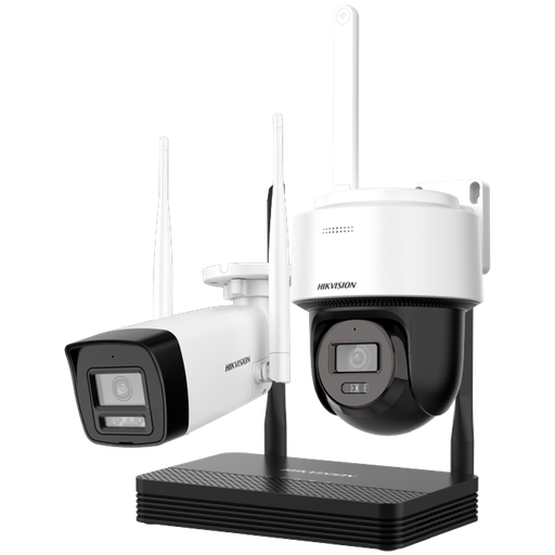 [DS-J142I/NKS424W03H] Kit de Videovigilancia Hikvision Wifi - Cámara bullet 4 Mpx + cámara PT 4 Mpx - NVR 4 canales IP 6 Mpx - ... DS-J142I/NKS424W03H