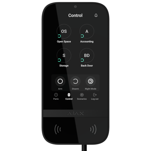 [FIBRA-KEYPADTOUCHSCREEN-B] FIBRA-KEYPADTOUCHSCREEN-B - Teclado con pantalla IPS táctil y RFID - Grado 3 -...