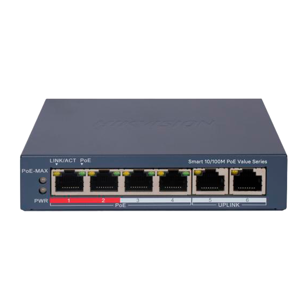 Hikvision DS-3E1106P-EI/M - Switch 4p PoE gestionable
