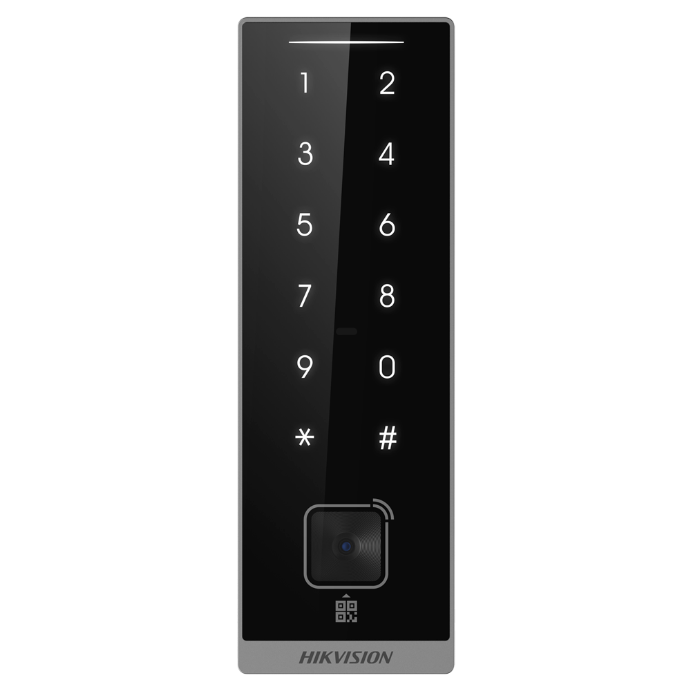 DS-K1105EMKB-QR - Lector de acceso para marcos - Acceso por tarjeta EM/MF, QR y PIN -...