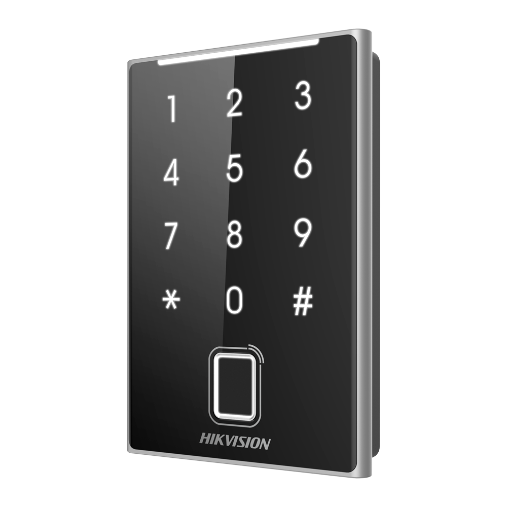 DS-K1109DKFB - Lector de acceso - Acceso por huella, tarjeta MF DESFire y PIN - Indicador LED...