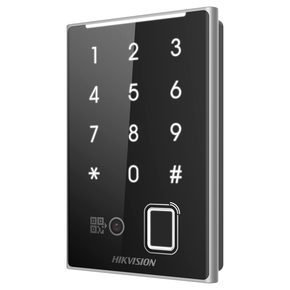 DS-K1109DKFB-QR - Lector de acceso - Acceso por huella, tarjeta MF DESFire, QR y PIN -...