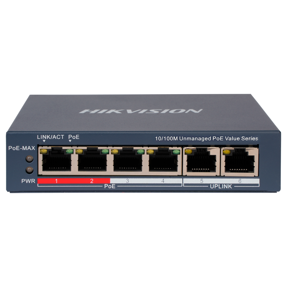 Hikvision DS-3E0106P-E/M(B) - Switch 4p PoE