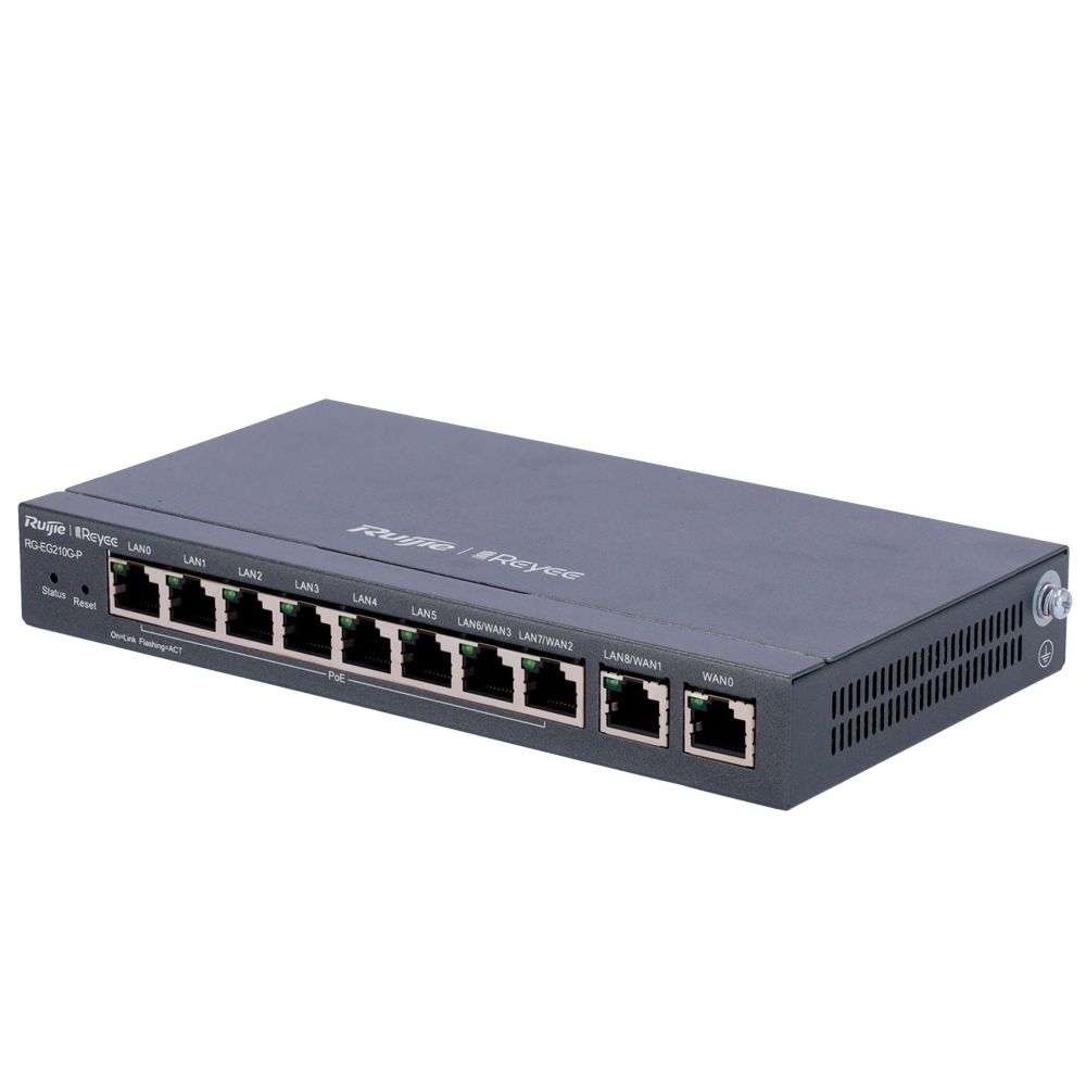 RG-EG210G-P - Router PoE Controlador Cloud - 8 Puertos PoE+ RJ45 GE + 2 Puertos RJ45 GE - 10...