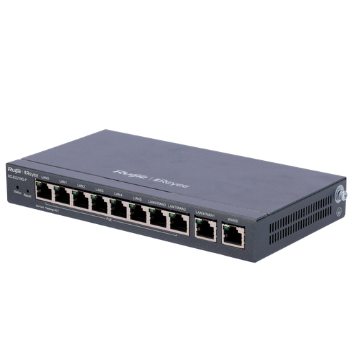 [RG-EG210G-P] RG-EG210G-P - Router PoE Controlador Cloud - 8 Puertos PoE+ RJ45 GE + 2 Puertos RJ45 GE - 10...