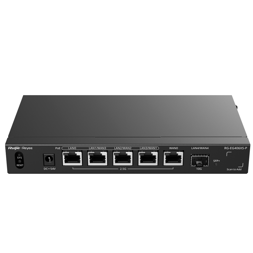 RG-EG406XS-P - Router Cloud - 5 Puertos RJ45 2.5G (4 PoE+) + 1 SFP+ 10Gigabit - Funciones...