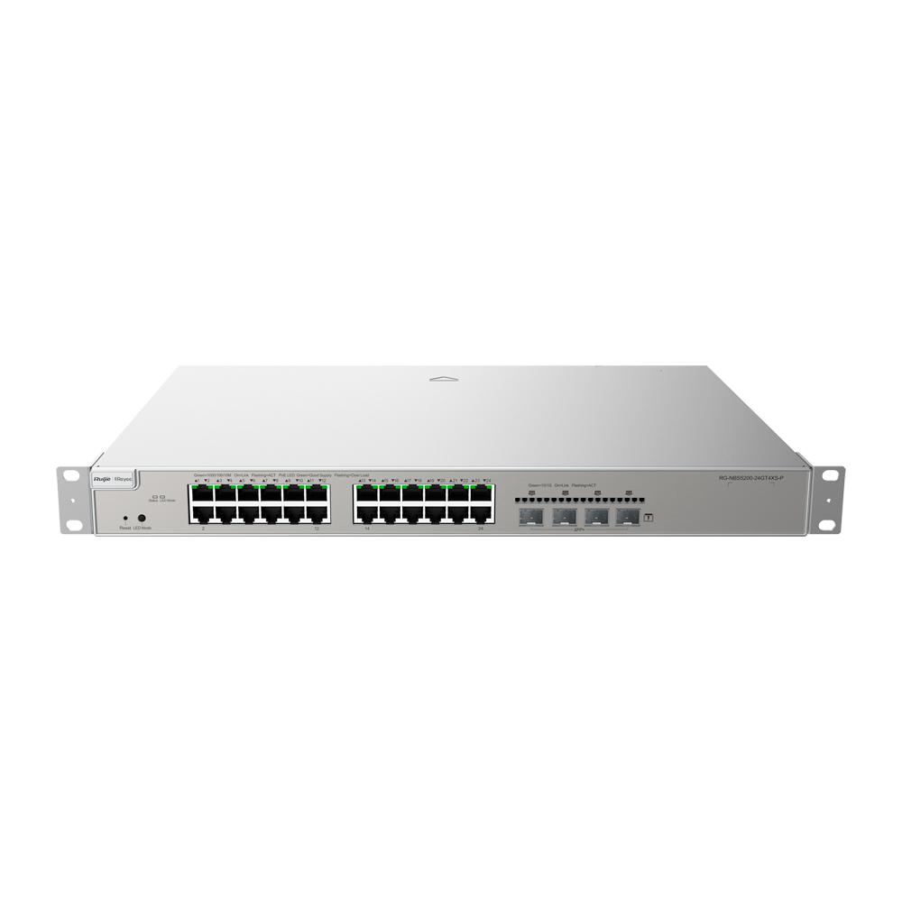 RG-NBS5200-24GT4XS-P - Switch PoE Cloud Capa 3 - 24 puertos PoE RJ45 Gigabit + 4 SFP+ 10Gb -...