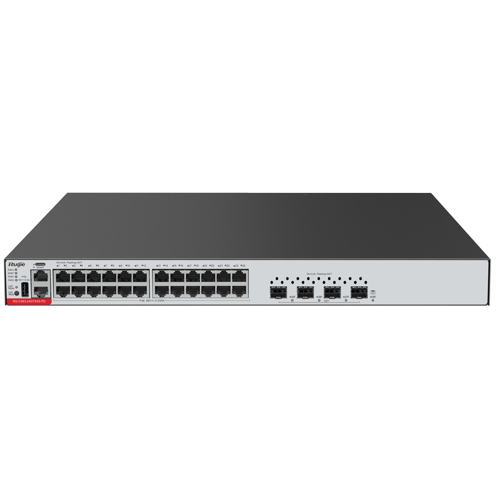 RG-CS83-24GT4XS - Switch Cloud Gestionable L3 - 24 puertos RJ45 + 4 puertos SFP+ - 24 Puertos...
