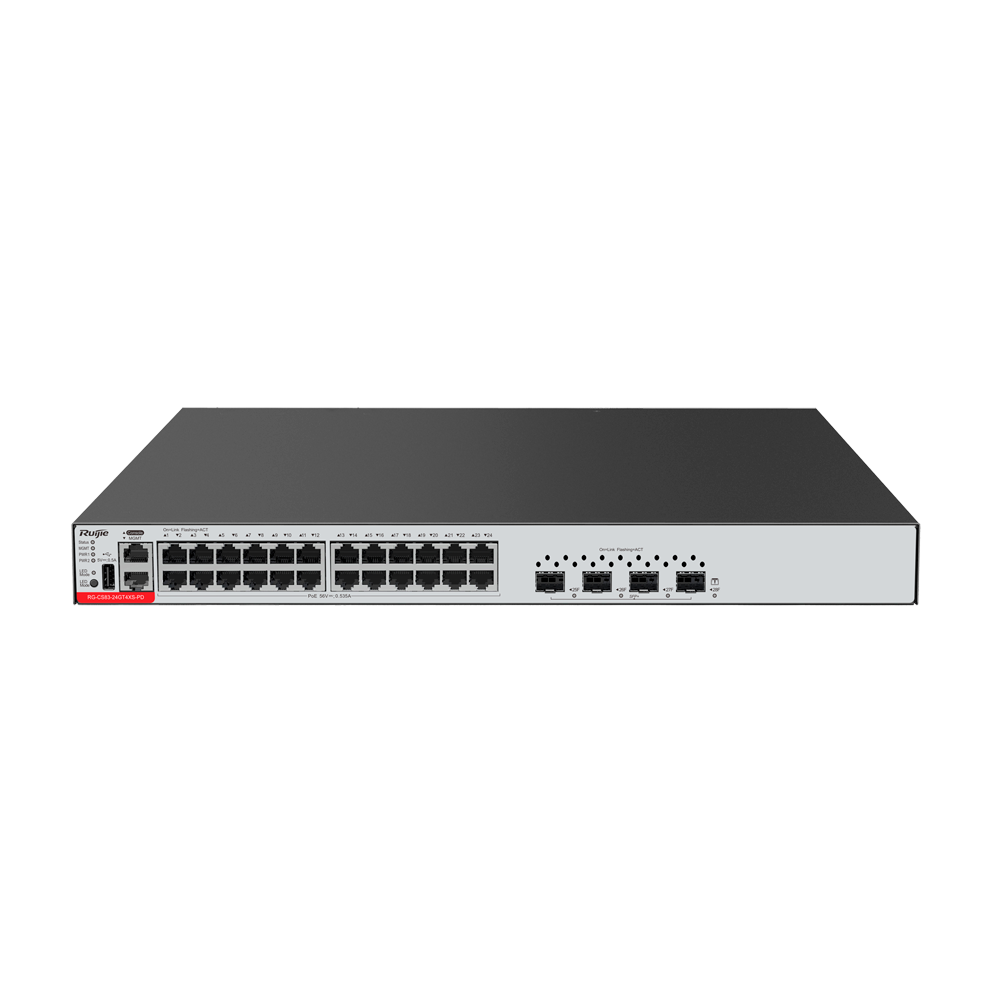 RG-CS83-24GT4XS-PD - Switch Cloud Gestionable L3 - 24 puertos PoE RJ45 + 4 puertos SFP+ - 24...
