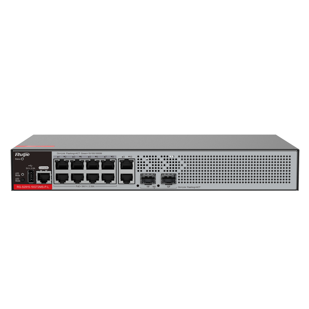 RG-S2915-10GT2MS-P-L - Switch PoE Cloud Gestionable L2+ - 8 puertos RJ45 GE + 2 puertos SFP...