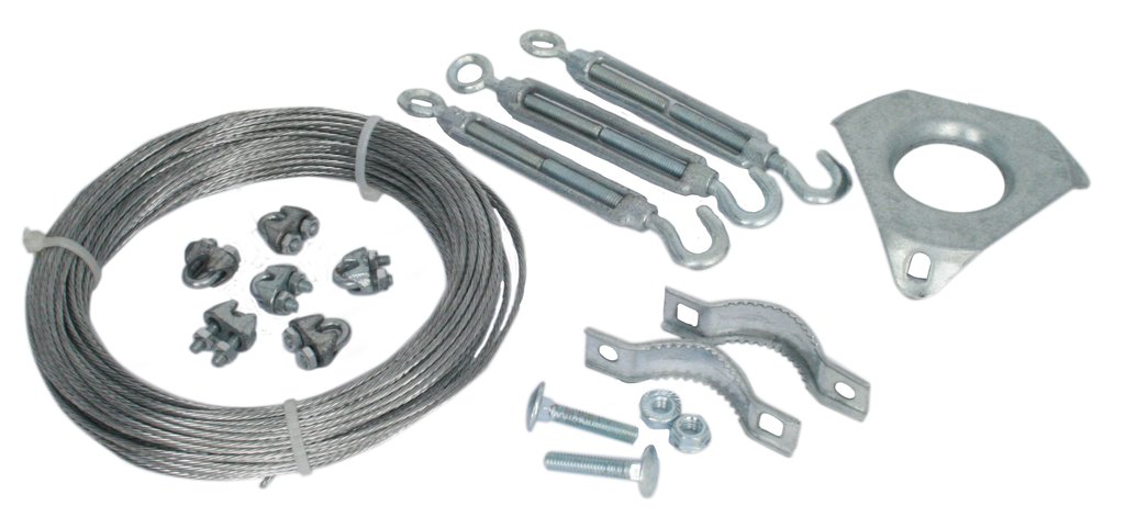 KVT · Kit de vientos. 25m cable acerado + sujetacables + enganche