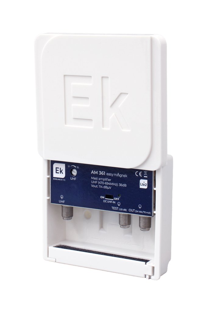 AM 361 EASY MAGNEK · Amp. mástil 1 IN UHF. 36dB/114dBμV. 24V.