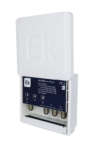 [051020] AM 283 EASY MAGNEK · Amp. mástil 3 IN: VHF/UHF/SAT. 20dB/26dB/-2dB. 112dBμV. 12-24V.