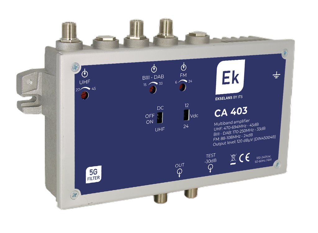 CA 403 · Central alta potencia 3 IN FM/BIII-DAB/UHF, 45dB/120dBuV