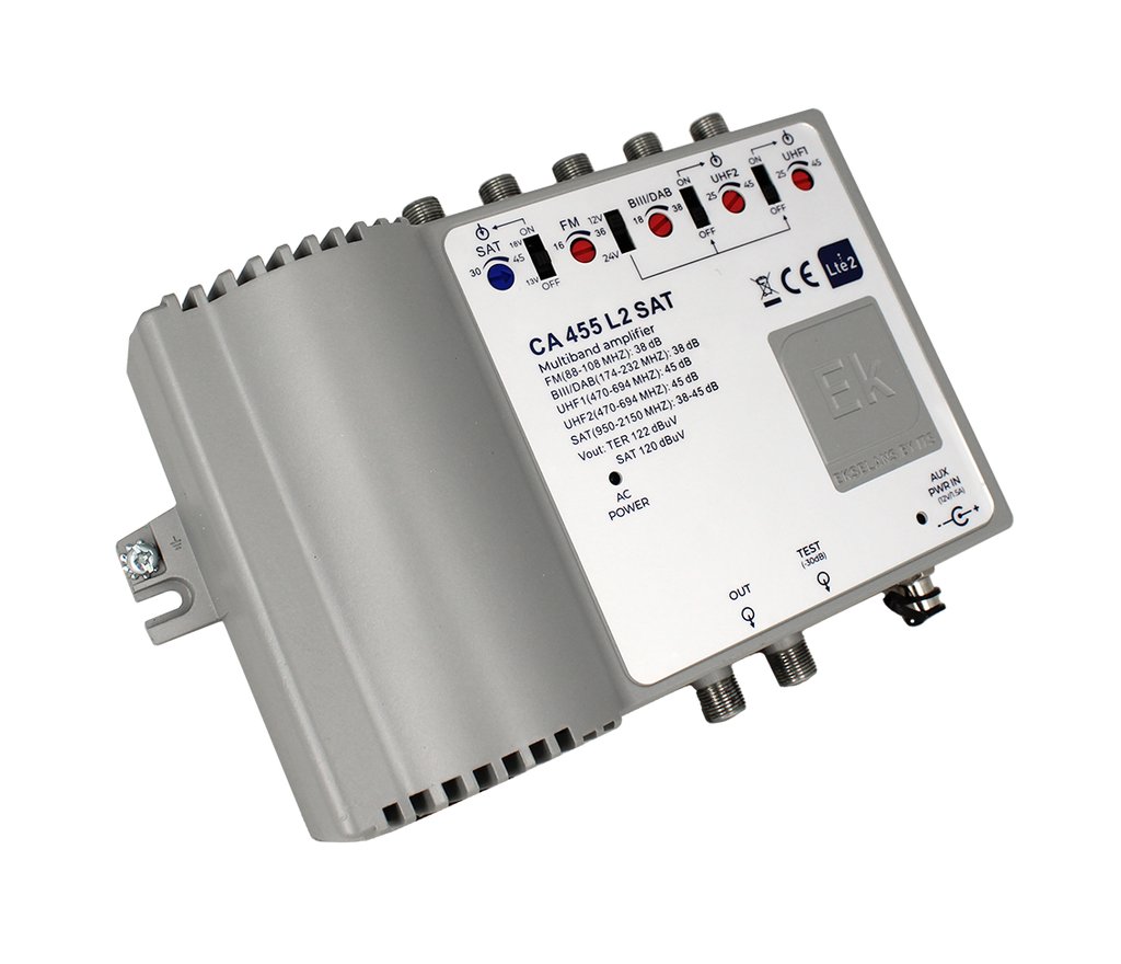 CA 455 L2 SAT · Central alta potencia 5 IN FM/BIII-DAB/2XUHF,SAT, (2xUHF) 44dB/122dBuV. (SAT) 40dB.