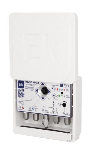 [071022] NOVUS MAST · Amplificador ultraselectivo. 1 IN UHF (G>40dB)/ 1 IN UHF (G>50dB)/ 1 entrada FM-DAB-BIII (G>12dB). 94dBμV