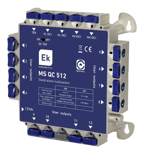 [090013] MS QC 512 · Multiswitch QuiCoax TER+4SATl estrella/final de cascada 12 usuarios