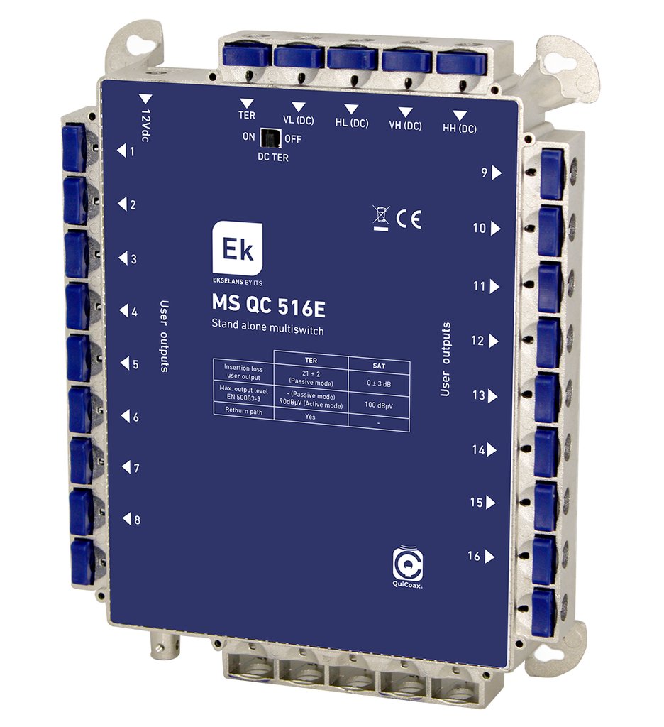 MS QC 516E · Multiswitch QuiCoax TER+4SATl estrella/final de cascada 16 usuarios