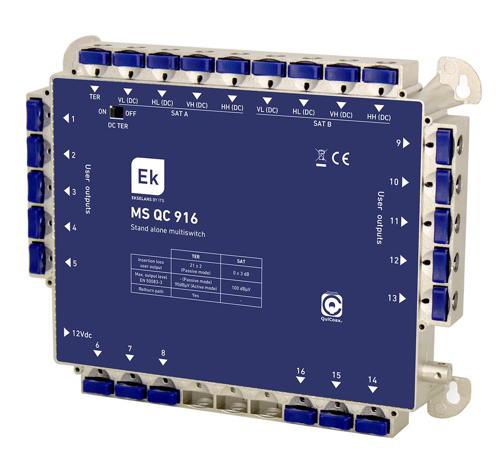MS QC 916 · Multiswitch TER+8SAT estrella/final de cascada 16 usuarios