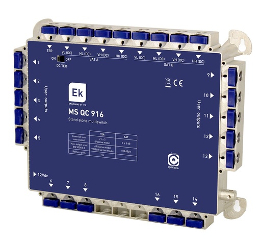 [090032] MS QC 916 · Multiswitch TER+8SAT estrella/final de cascada 16 usuarios