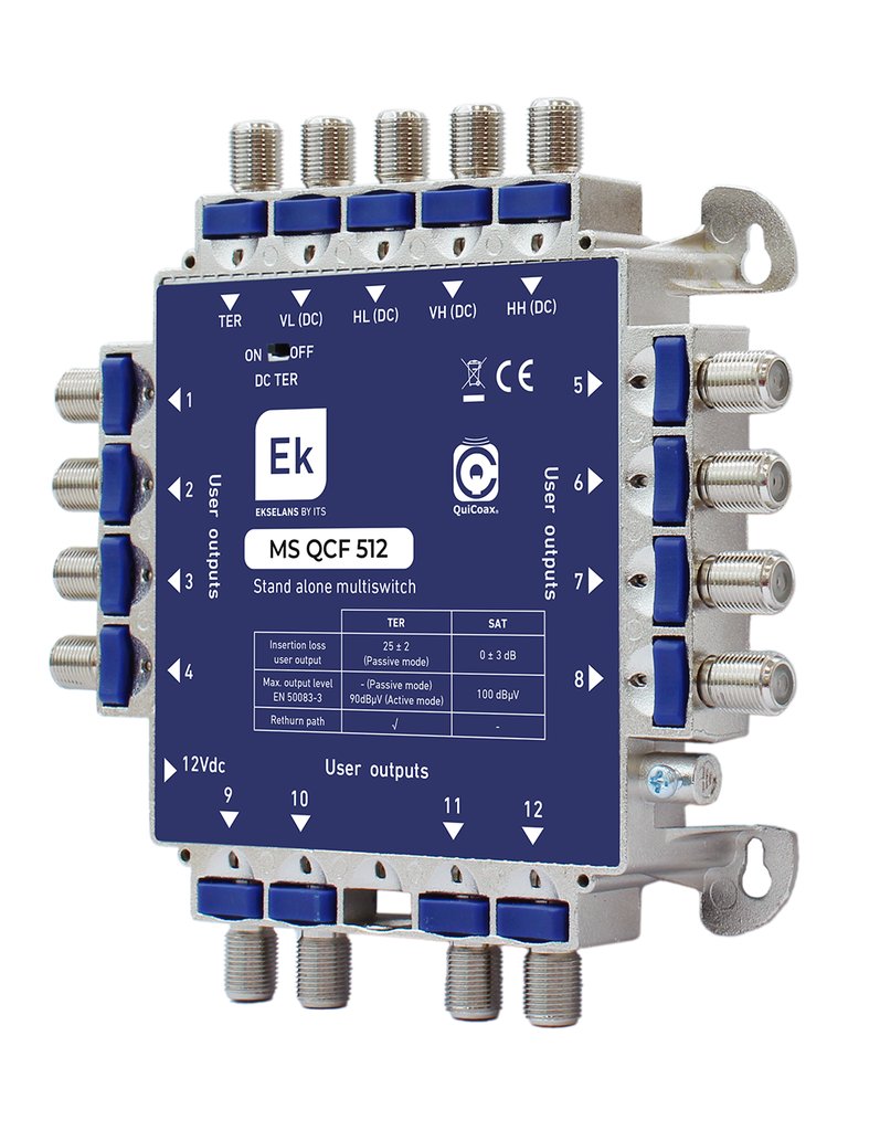 MS QCF 512 · Multiswitch QuiCoax TER+4SATl estrella/final de cascada 12 usuarios
