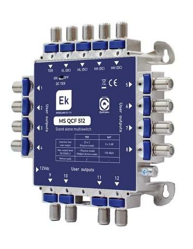 [090037] MS QCF 512 · Multiswitch QuiCoax TER+4SATl estrella/final de cascada 12 usuarios