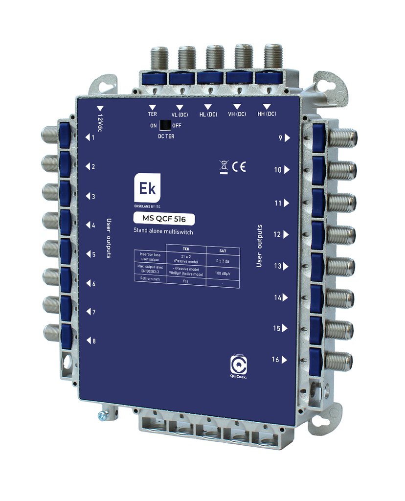 MS QCF 516 · Multiswitch QuiCoax TER+4SATl estrella/final de cascada 16 usuarios