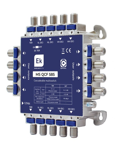 [090042] MS QCF 585 · Multiswitch QuiCoax TER+4SAT estrella/cascada 8 usuarios.