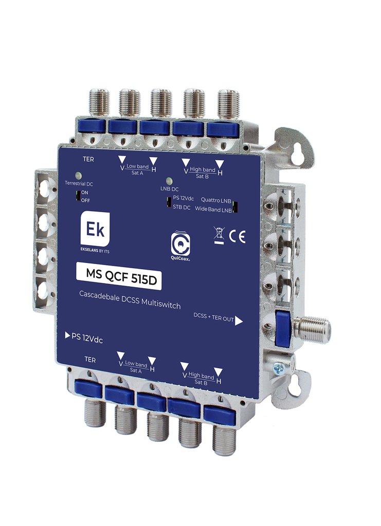 MS QCF 515D · Multiswitch QuiCoax TER+4SAT estrella/cascada y 16 usuarios DCSS.