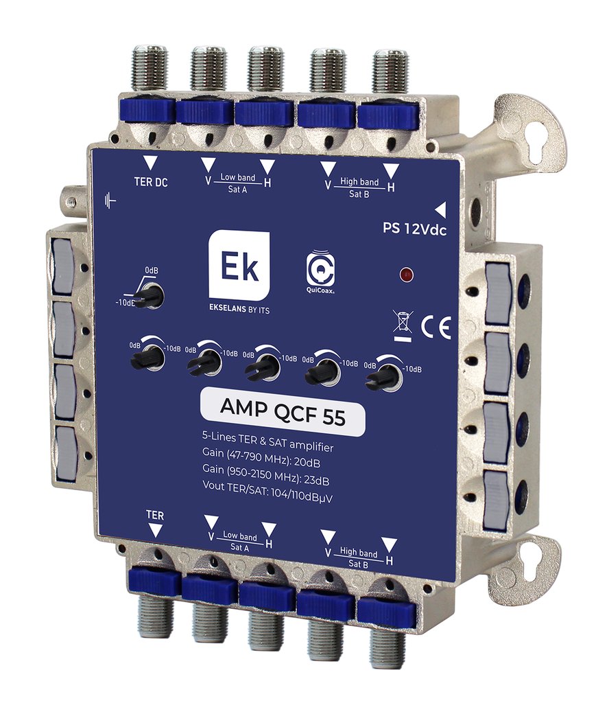 AMP QCF 55 · Amplif. de cascada para multiswitches 5 IN