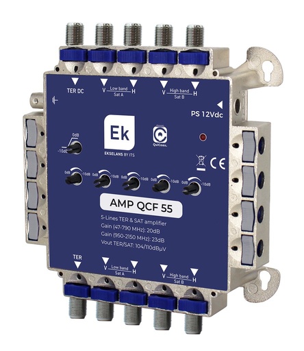 [090047] AMP QCF 55 · Amplif. de cascada para multiswitches 5 IN