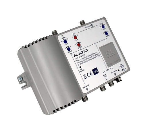[102021] AL 362 ICT · Amplif. doble línea TER + SAT. 2 IN:TER+SAT (G:36dB(TER)/ 40dB (SAT)- 118dBμV(TER)/121dBμV(SAT)
