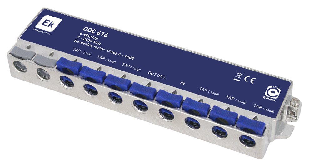 DQC 616 · Derivador 6 salidas, 16dB, QUICOAX