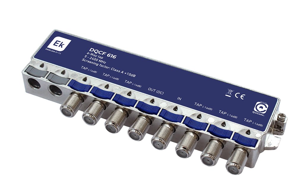 DQCF 616 · Derivador 6 salidas, 16dB, QUICOAX