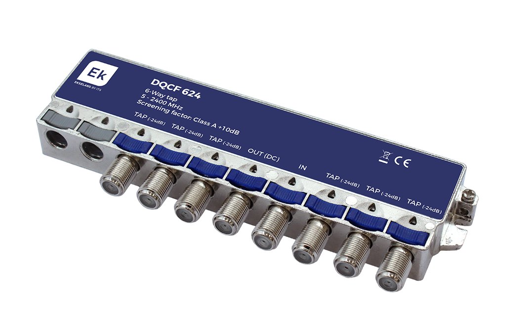 DQCF 624 · Derivador 6 salidas, 24dB, QUICOAX