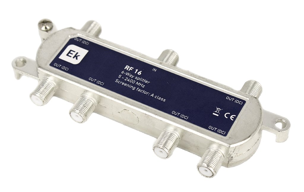 RF 16 · Repartidor clase A 6 salidas. 5-2400MHz. Con paso DC
