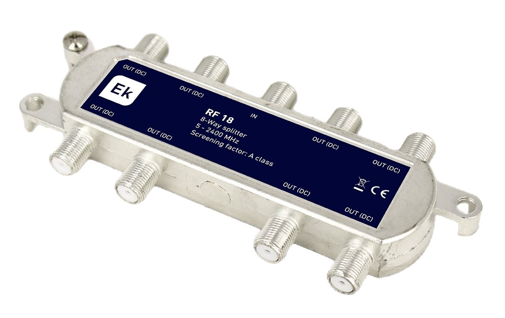 RF 18 · Repartidor clase A 8 salidas. 5-2400MHz. Con paso DC