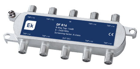 DF 816 · Derivador 8 salidas. 5-2300MHz. - 16dB. Clase A