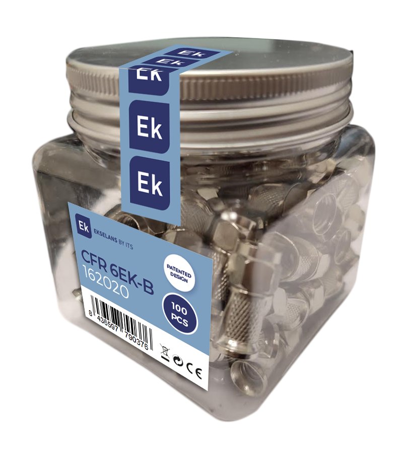 CFR 6 EK-B · Conector F macho roscado con ring para cable 6,6-7,3mm.