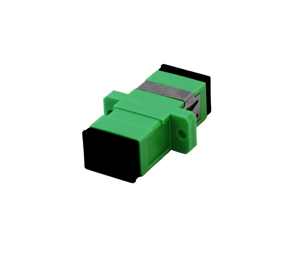A SCAPC S · Adaptador SC/APC simplex con aletas de fijación