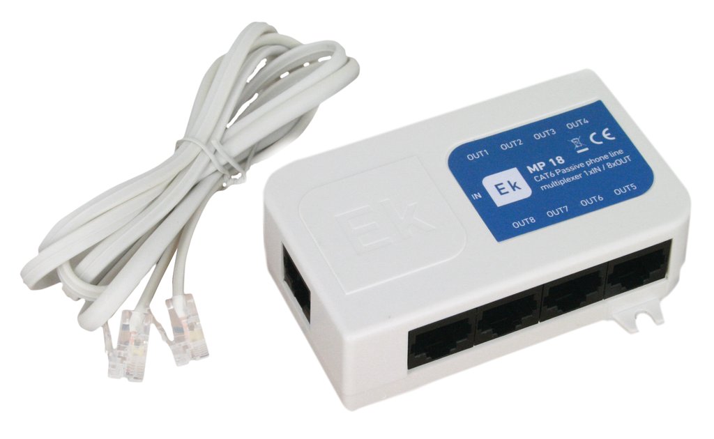MP 18 · Multiplexor pasivo Cat6. 1 IN/8 OUT