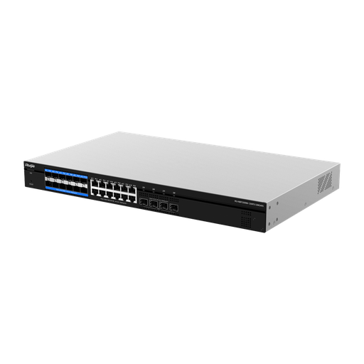 [RG-NBF5300M-12MFS12MG4XS] Switch Core L3 e-Lighten 2.0 con OLT integrada - 12 puertos SC 2.5G y 12 puertos RJ45 2.5G - Capacidad de conmutación total de 240 Gbps - Static LAG/DHCP Snoop/IGMP Snoop/Port Mirror - VLAN/Port Isola - RG-NBF5300M-12MFS12MG4XS
