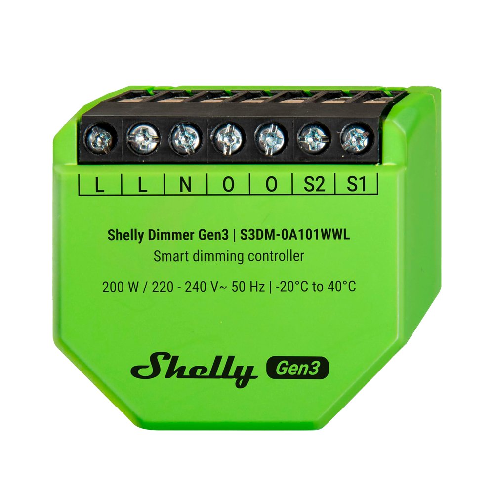 Shelly Dimmer Gen 3 - Atenuación (Dimming) / 1x 200W