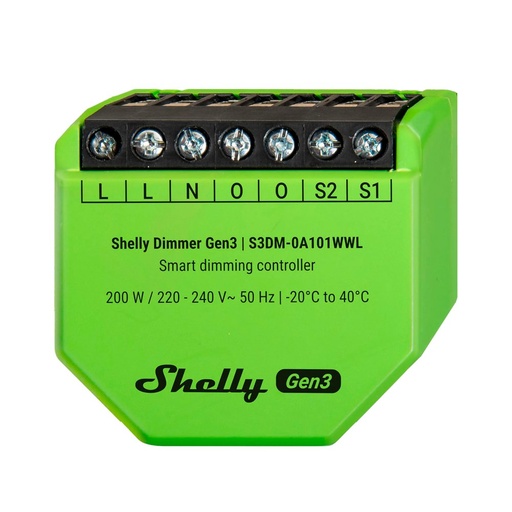 [SH-DIMMER-GEN3] Shelly Dimmer Gen 3 - Atenuación (Dimming) / 1x 200W
