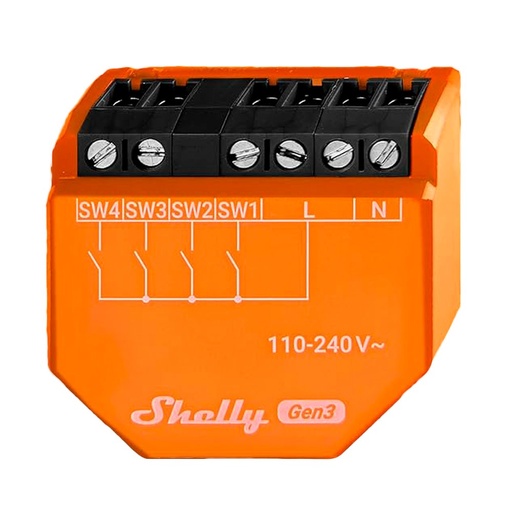 [SH-I4-GEN3] Shelly i4 Gen3 - 4 Entradas Digitales / Escenas / Multi-clic