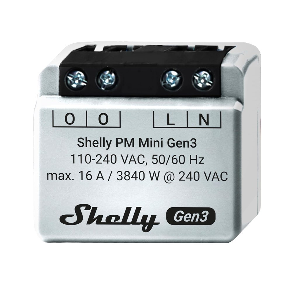 Shelly PM Mini Gen3 - Medición de potencia precisa en tamaño mini