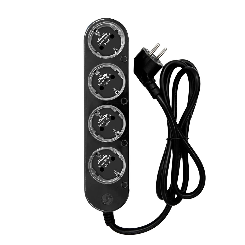 Shelly Power Strip 4 Gen4 Black - Regleta inteligente con 4 tomas independientes