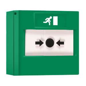 [RP-GS2-02] RP-GS2-02 - Pulsador de alarma rearmable de color verde para emergencias, montaje